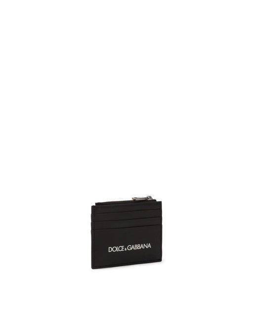 CALFSKIN CARD HOLDER WITH PRINTED LOGO