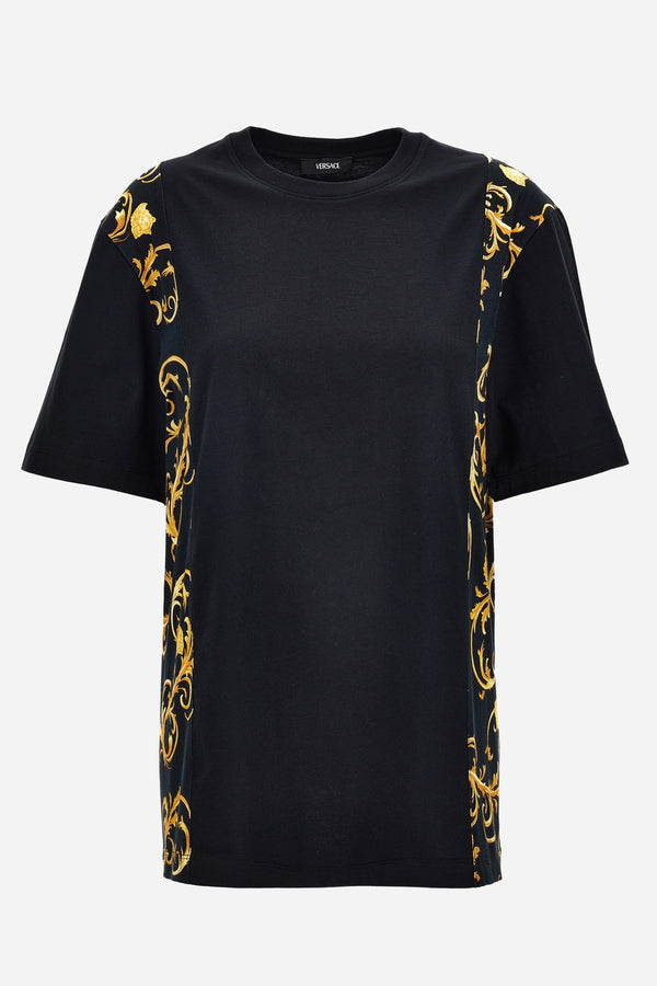 T-Shirt In Combo Fabric Jersey Plain-Printed Medusa Leafy