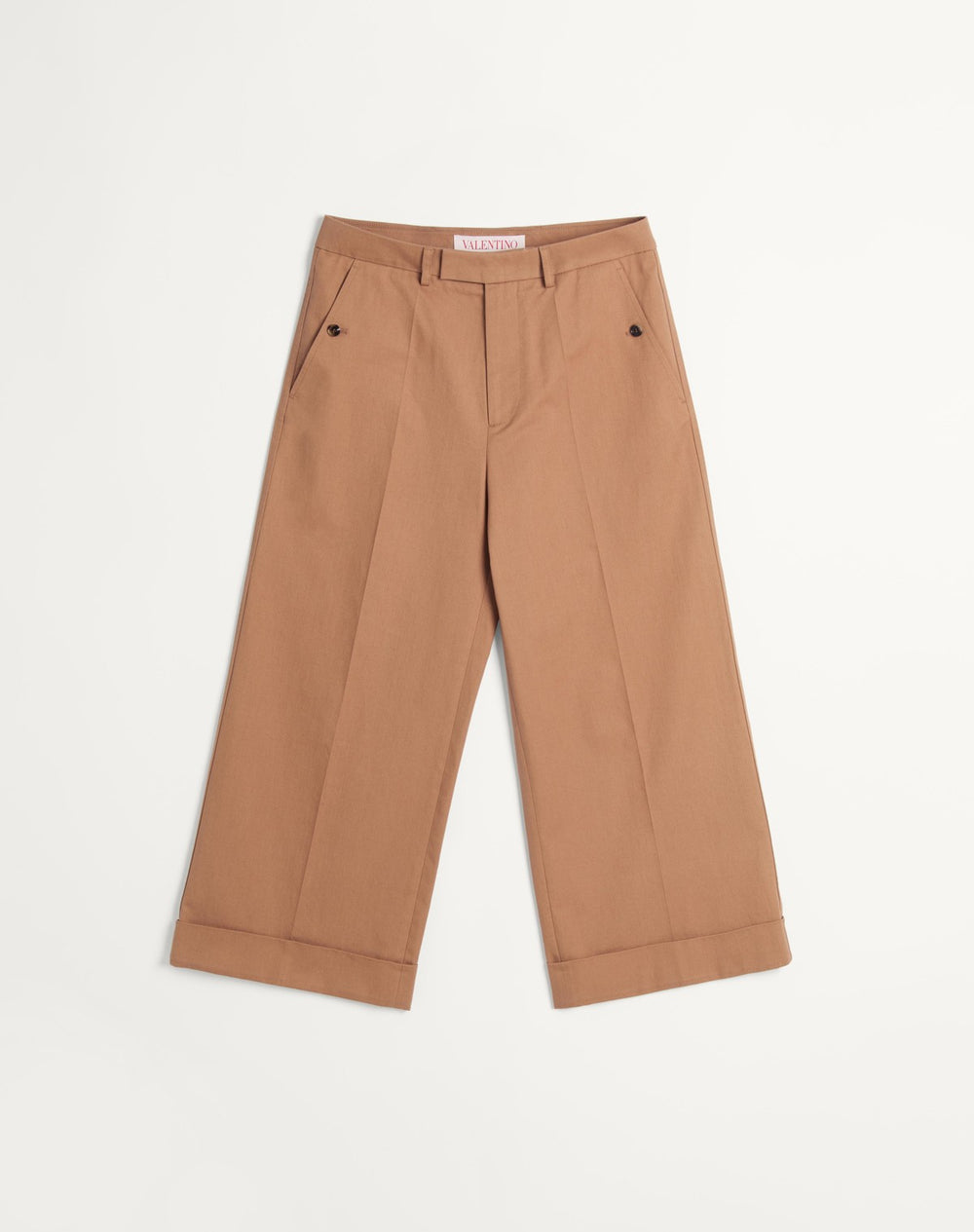 Pantalone In Gabardina Di Cotone Con Risvolto