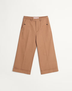 Pantalone In Gabardina Di Cotone Con Risvolto