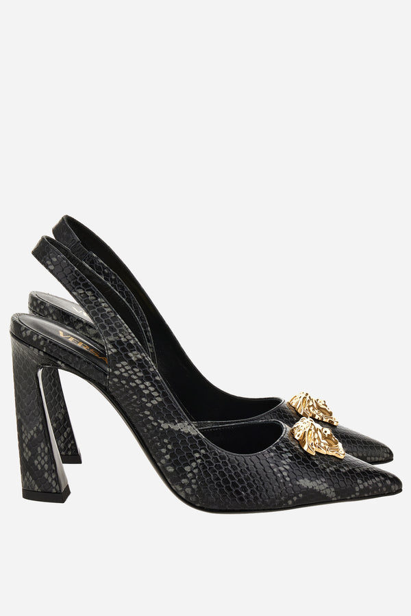 La Medusa Sling Back  In Printed Python Calf Leather