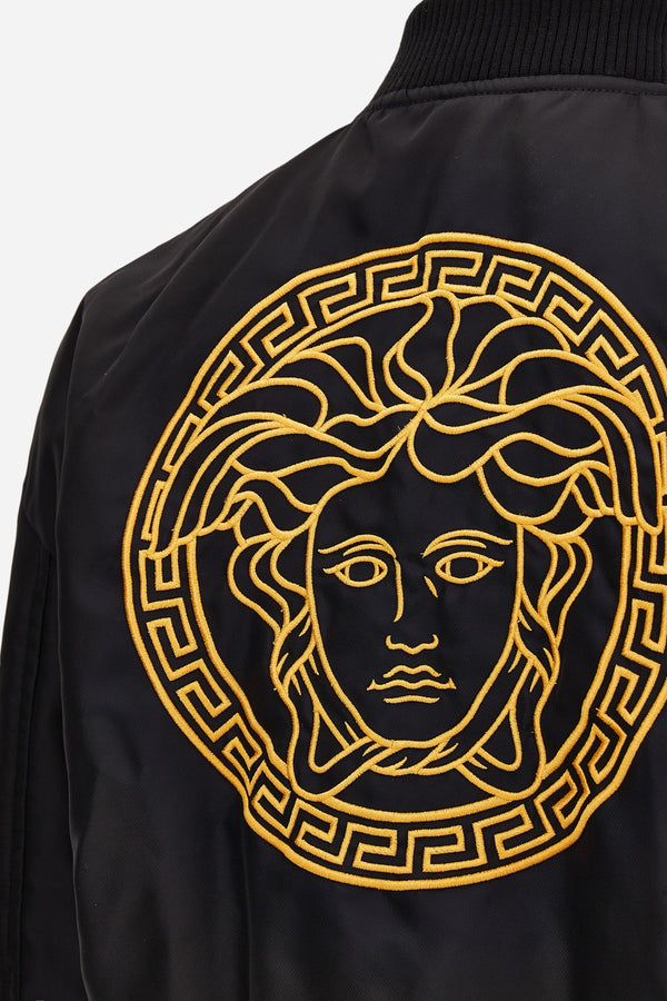 Blouson In Nylon Gabardine With Medusa Embroidery