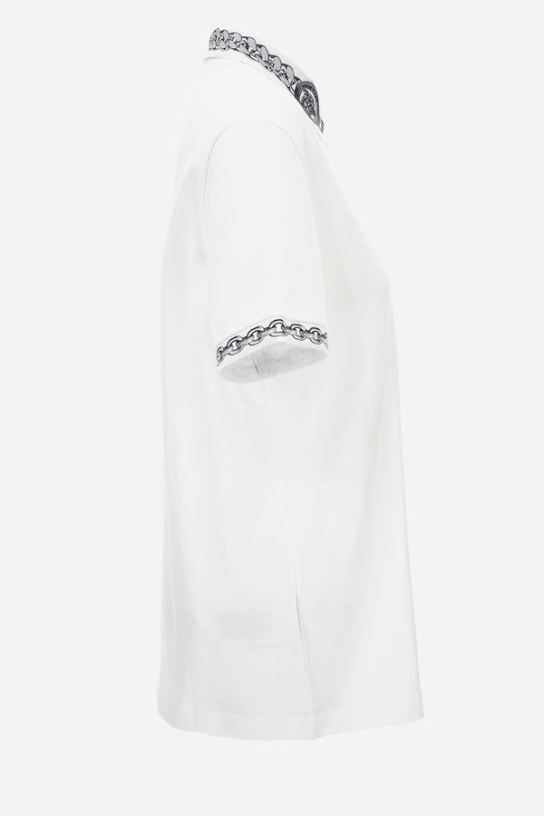 Polo In Piquet Fabric-Chain Print