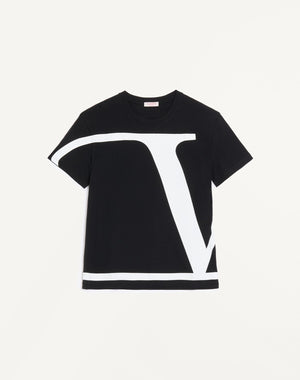 T-Shirt In Cotone Con V Logo Signature
