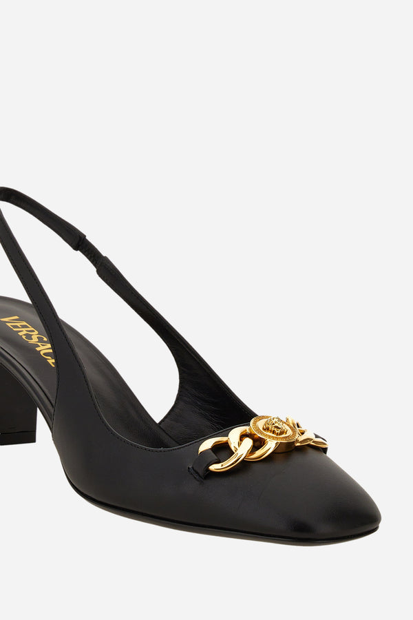 Icon Chain Sling Back  In Calf Leather