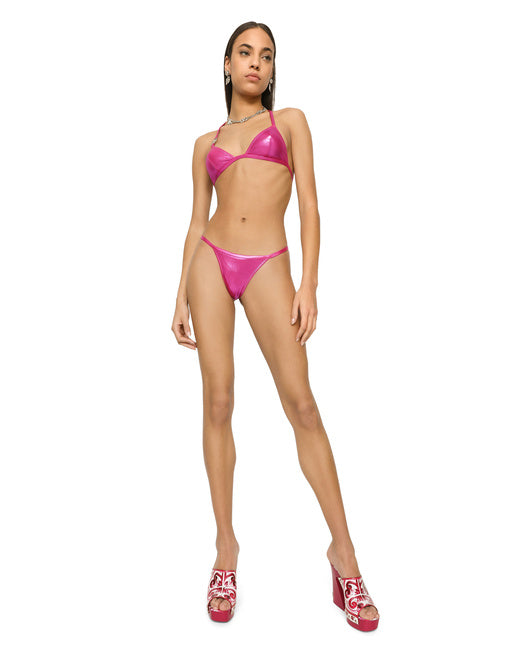 LAMINATED TRIANGLE BIKINI TOP WITH DG LOGO