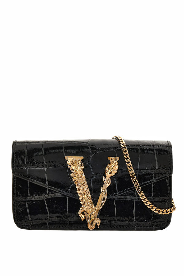 Virtus Mini Chain Crossbody In Vitello Embossed Coccodrillo