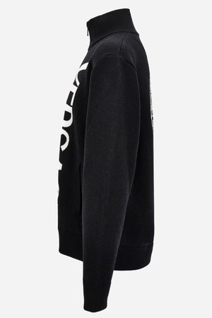 Knit Sweater In New Medusa And Institutional Logo Jacquard Wool