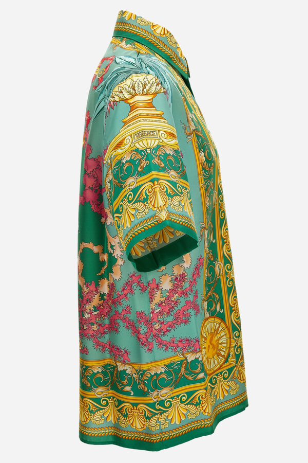 Informal Shirt In Barocco Palm Print Silk Fabric