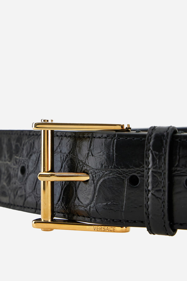 Column Reversible Belt 4 Cm In Embossed Croc Calf Leather