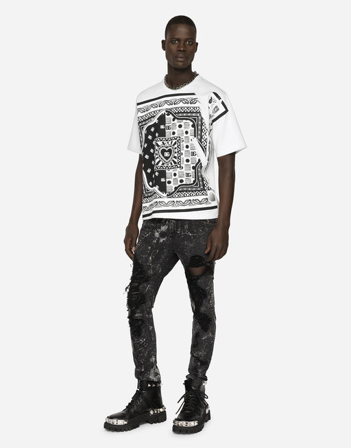 COTTON T-SHIRT WITH BANDANNA PRINT