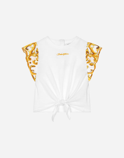 JERSEY T-SHIRT WITH YELLOW MAJOLICA PRINT AND DOLCE&GABBANA LOGO