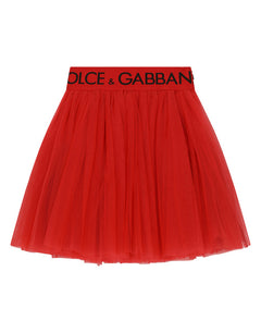 MULTI-LAYERED TULLE MIDI SKIRT WITH BRANDED ELASTIC