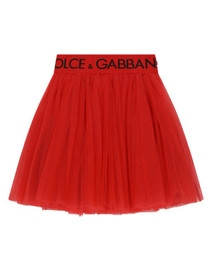 MULTI-LAYERED TULLE MIDI SKIRT WITH BRANDED ELASTIC