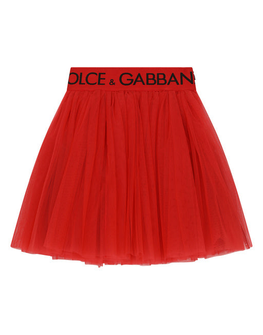 MULTI-LAYERED TULLE MIDI SKIRT WITH BRANDED ELASTIC