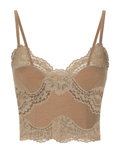 WOOL JERSEY LINGERIE CROP TOP WITH LACE INLAYS