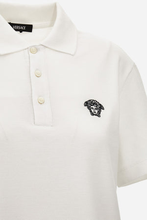 Polos In Piquet Fabric-Medusa Embroidery