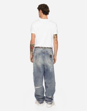 COTTON ROUND-NECK T-SHIRT WITH PATCH