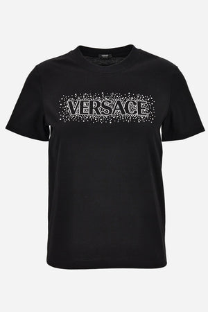 T-Shirt In Versace Logo With Crystal Embroidery Yd Cotton Jersey