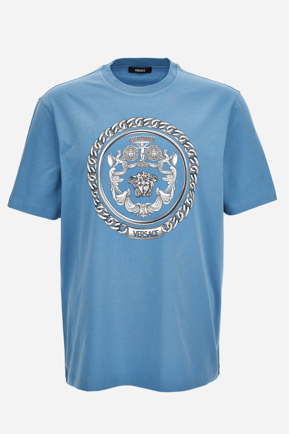 T-Shirt In Jersey Fabric-Chain Print Crest