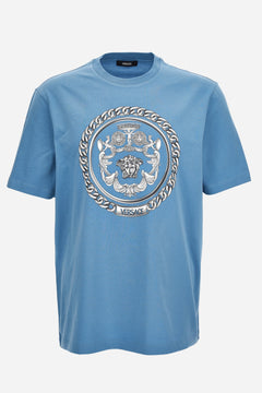 T-Shirt In Jersey Fabric-Chain Print Crest