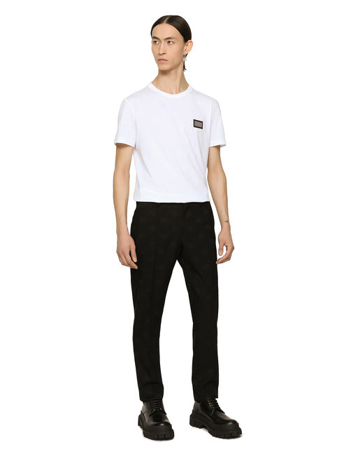 STRETCH WOOL JACQUARD PANTS WITH DG MONOGRAM