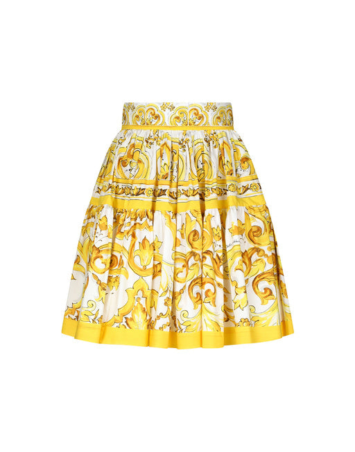 SHORT MAJOLICA-PRINT POPLIN SKIRT