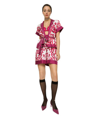 MAJOLICA-PRINT TWILL SHIRT WITH BELT