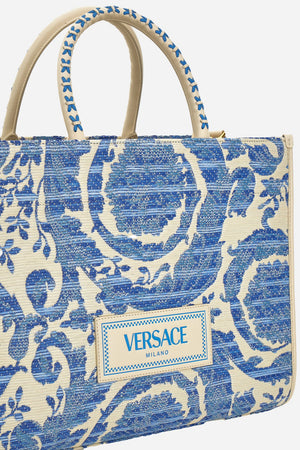 Athena Large Tote In Rafia Barocco-Calf Leather