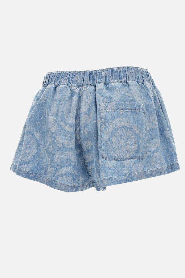 Short Denim In Chambray Jacquard Barocco Boston