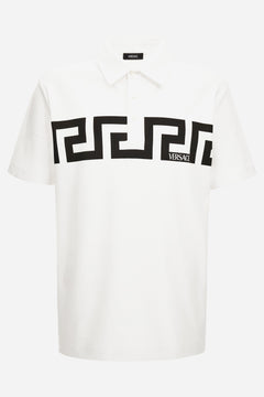 Polo In Jersey Fabric-Greca Print