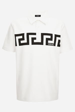 Polo In Jersey Fabric-Greca Print