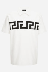 Polo In Jersey Fabric-Greca Print