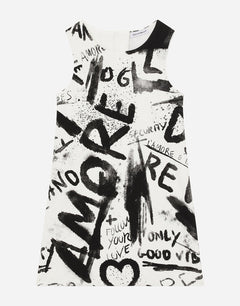 SHORT INTERLOCK DRESS WITH GRAFFITI PRINT