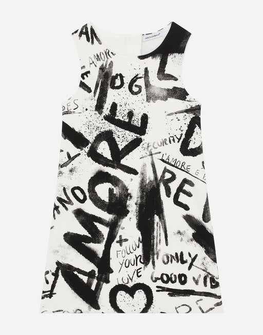SHORT INTERLOCK DRESS WITH GRAFFITI PRINT