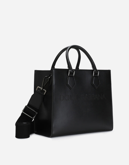 CALFSKIN EDGE SHOPPER WITH LOGO