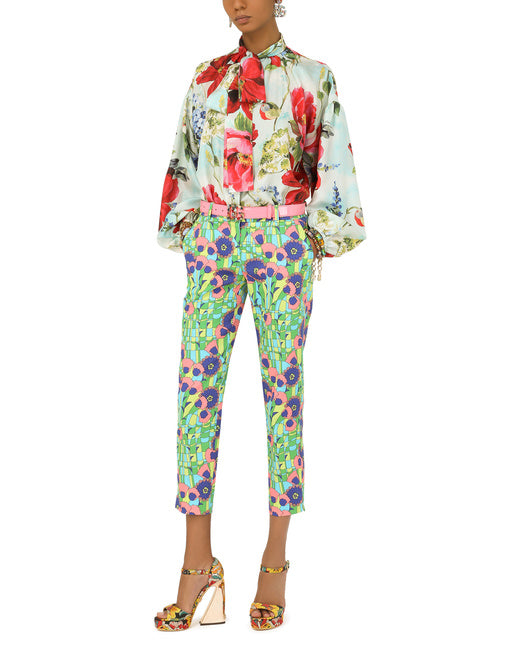 HABOTAI SHIRT WITH PICTORIAL GARDEN PRINT
