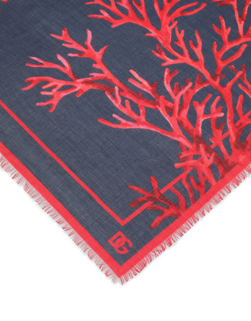 CORAL-PRINT MODAL AND CASHMERE SCARF
