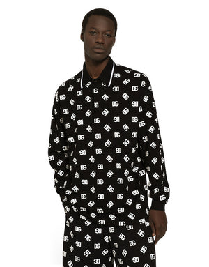 LONG-SLEEVED COTTON POLO-SHIRT WITH DG MONOGRAM
