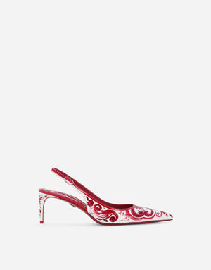 PRINTED POLISHED CALFSKIN SLINGBACKS