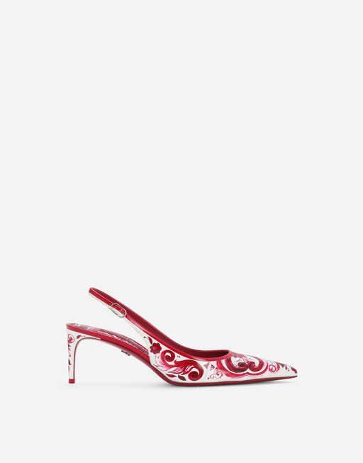 PRINTED POLISHED CALFSKIN SLINGBACKS