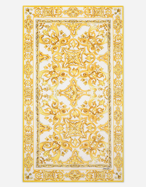 TERRY BEACH TOWEL WITH YELLOW MAJOLICA PRINT