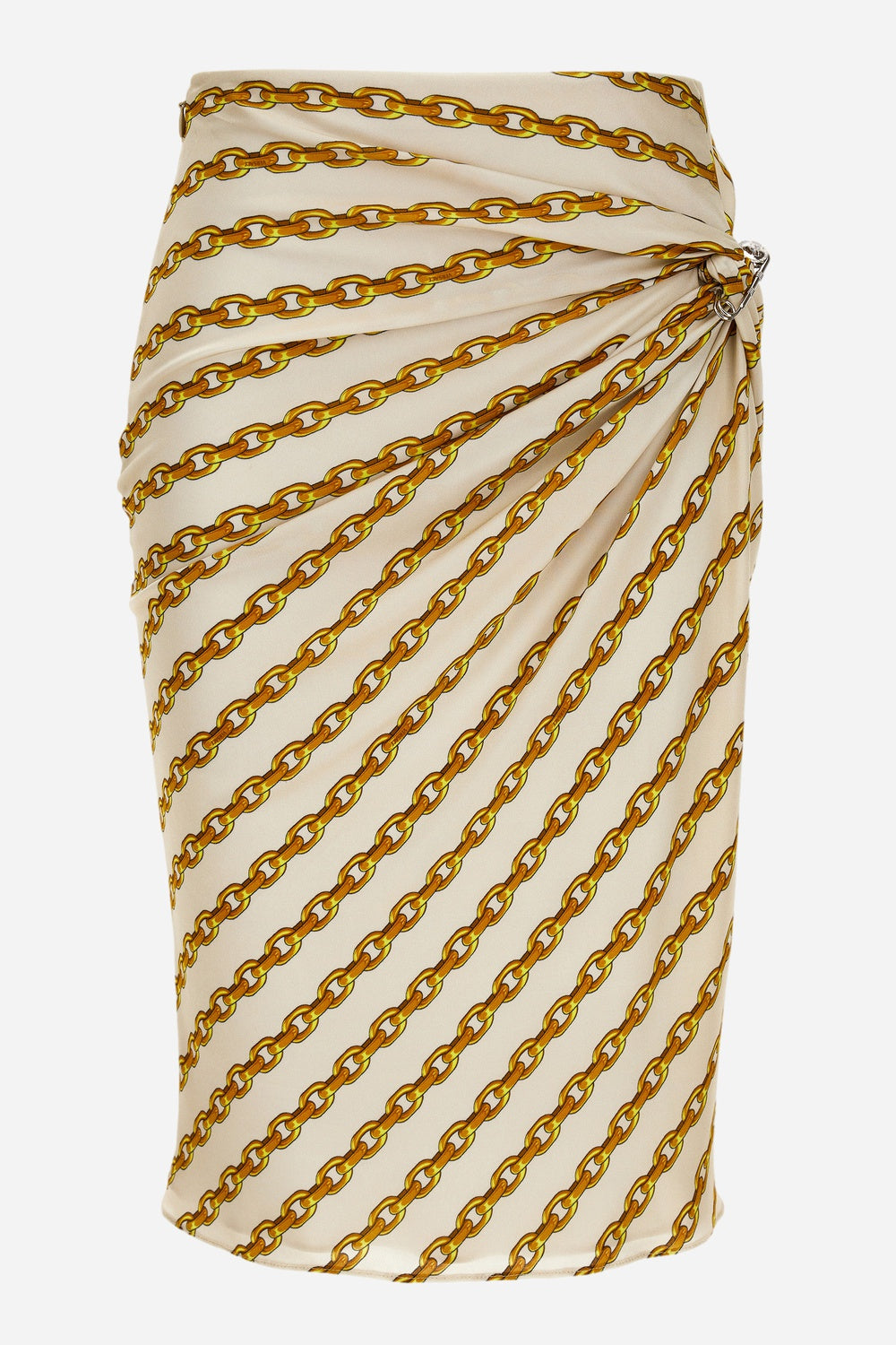 Skirt In Oblique Gold Chain Stripes On Responsible Viscose Liquid Jersey Light
