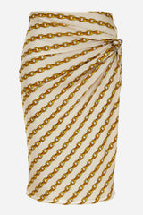 Skirt In Oblique Gold Chain Stripes On Responsible Viscose Liquid Jersey Light
