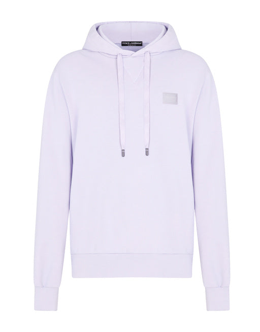 JERSEY HOODIE WITH BRANDED TAG