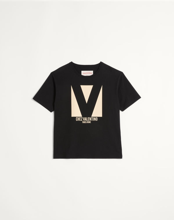 T-Shirt In Cotone Con Stampa Chez Valentino