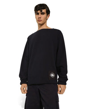 BOAT-NECK SWEATSHIRT WITH MARINA PRINT
