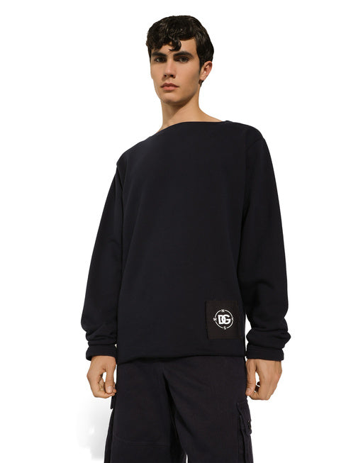 BOAT-NECK SWEATSHIRT WITH MARINA PRINT