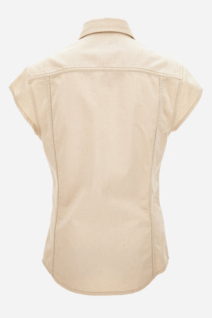 Shirt Denim In Lightweight Ecru Denim With Rinsed Stop