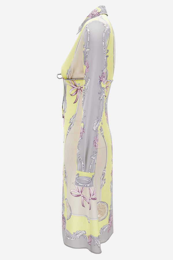 Dress In Silk Crepe Satin Print Cameo Foulard Pn 180